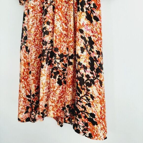 KENZIE Pretty / 100% Silk Flowy V-Neck Midi Knee Length Dress Abstract Floral M - Picture 10 of 15